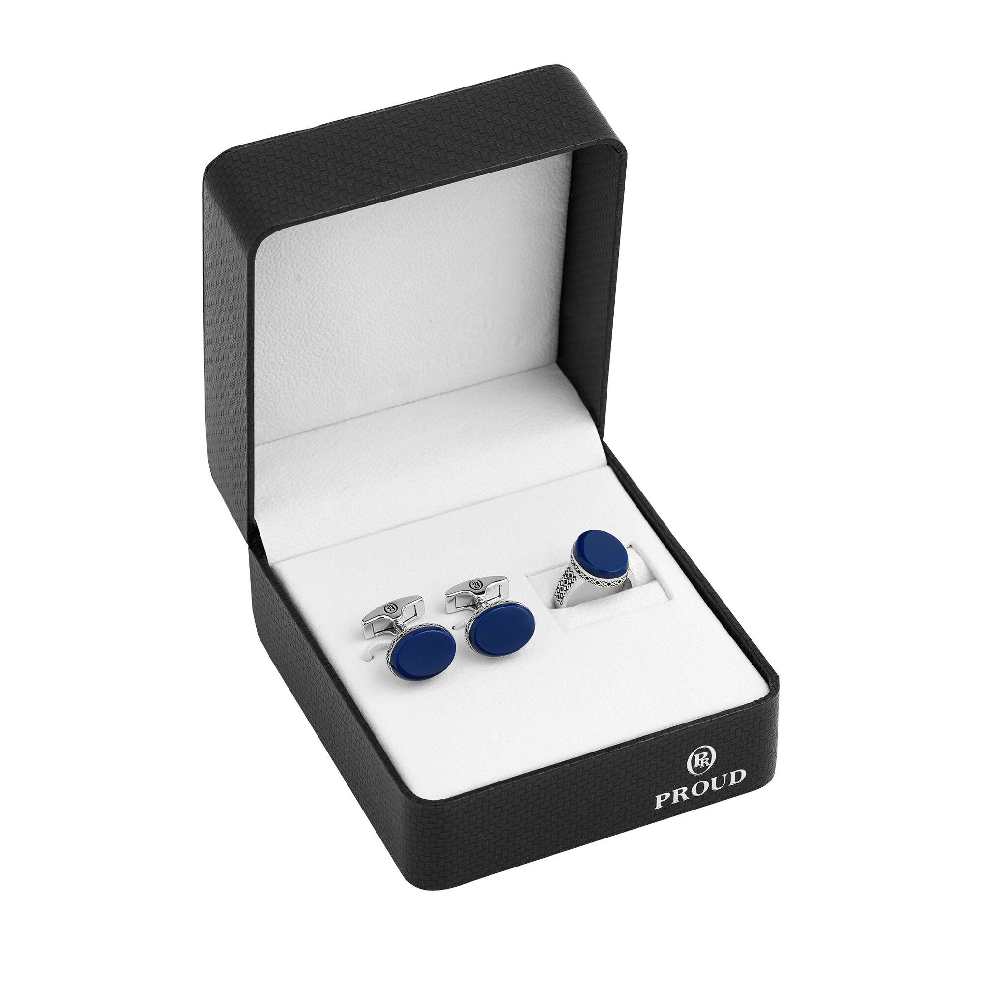 set of a silver ring and a cufflink,proud