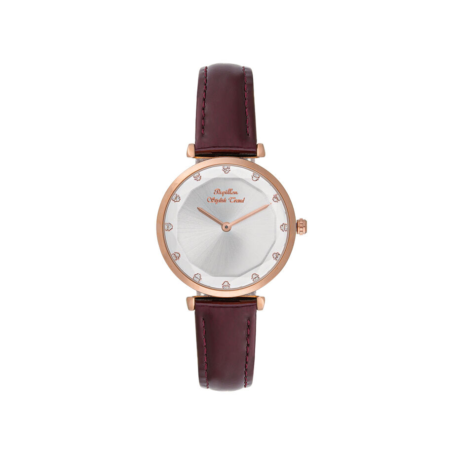 ساعة بابيون  جلد روز جولد