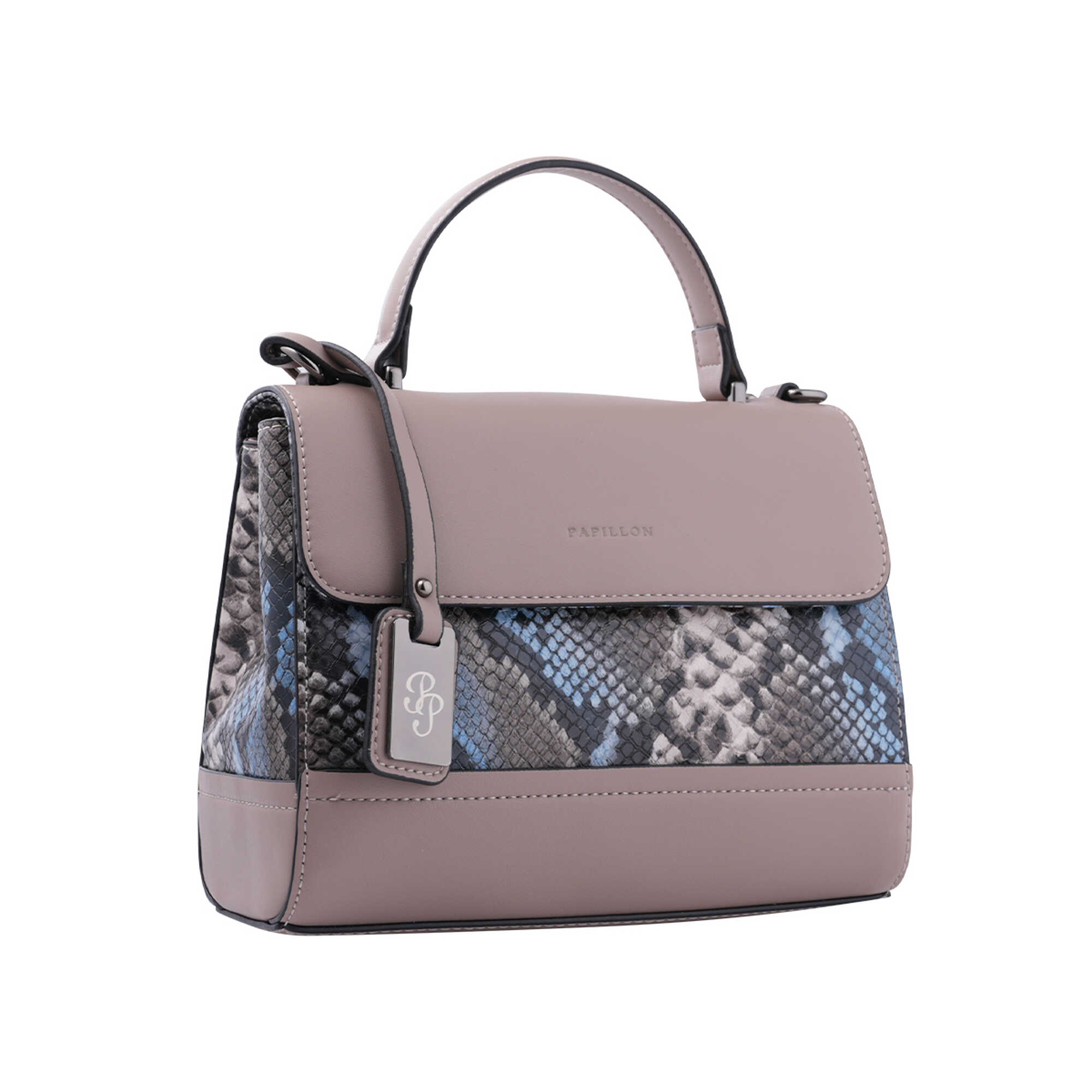 Khaki Snake-Pattern Papillon Handbag &ndash; NOR-84300_S