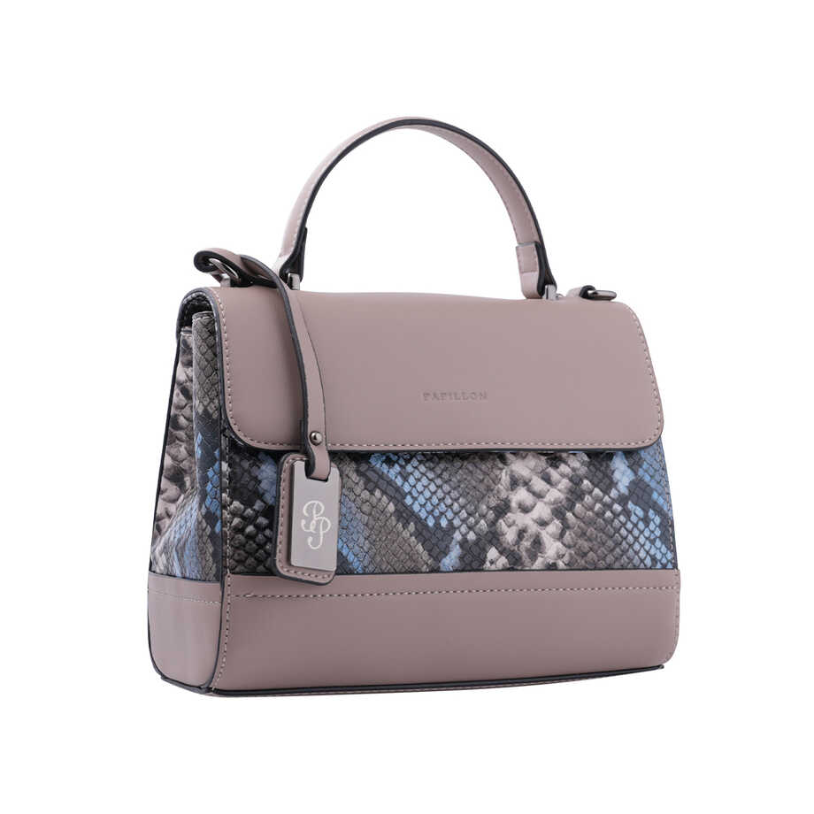 Khaki Snake-Pattern Papillon Handbag &ndash; NOR-84300_S