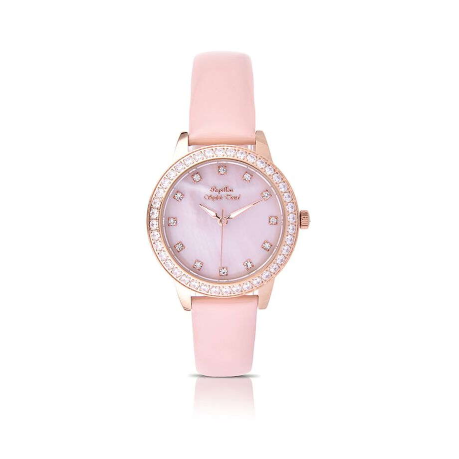 Leather PAPILLON Watch Rose Gold