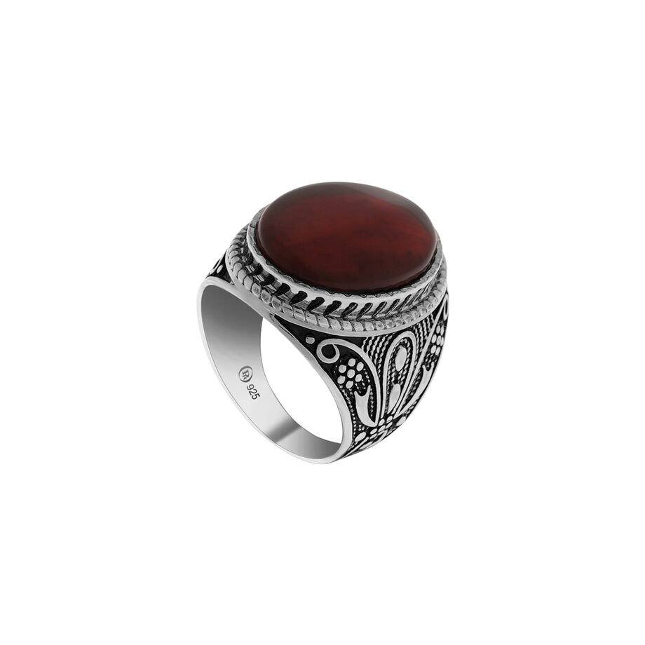 RA4967-2-6 JS-19 agate silver ring + box