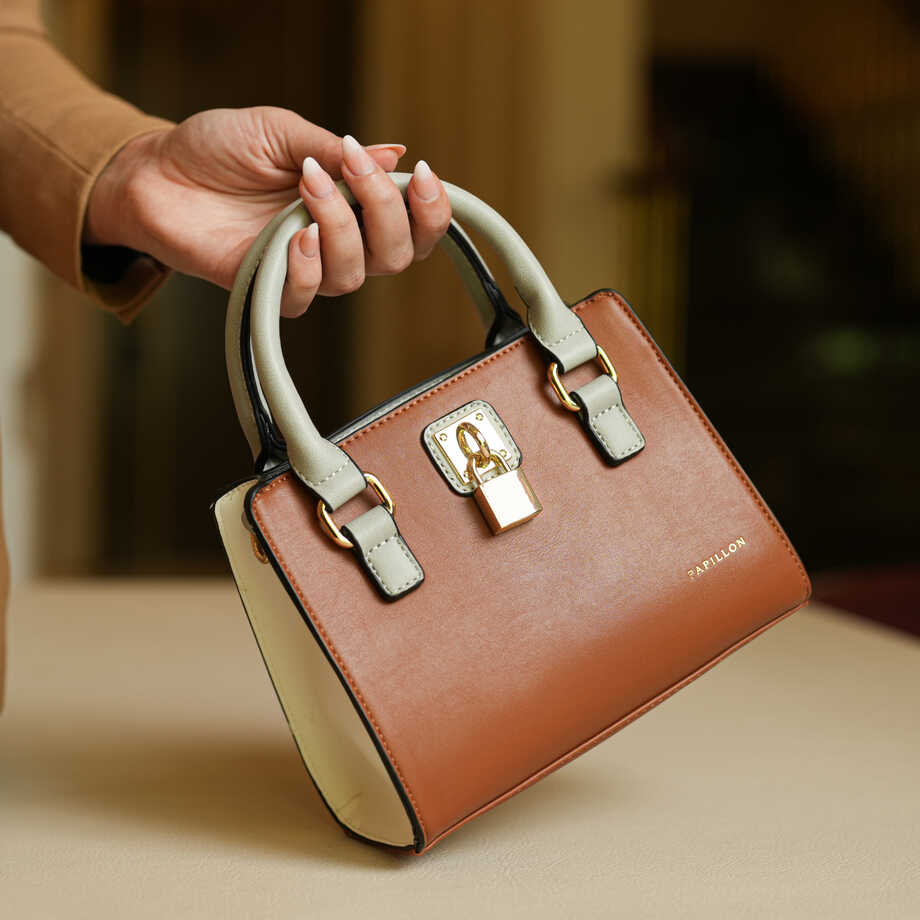 Papillon Handbag Camel and Gray- Women&rsquo;s bags - NOR-81274E