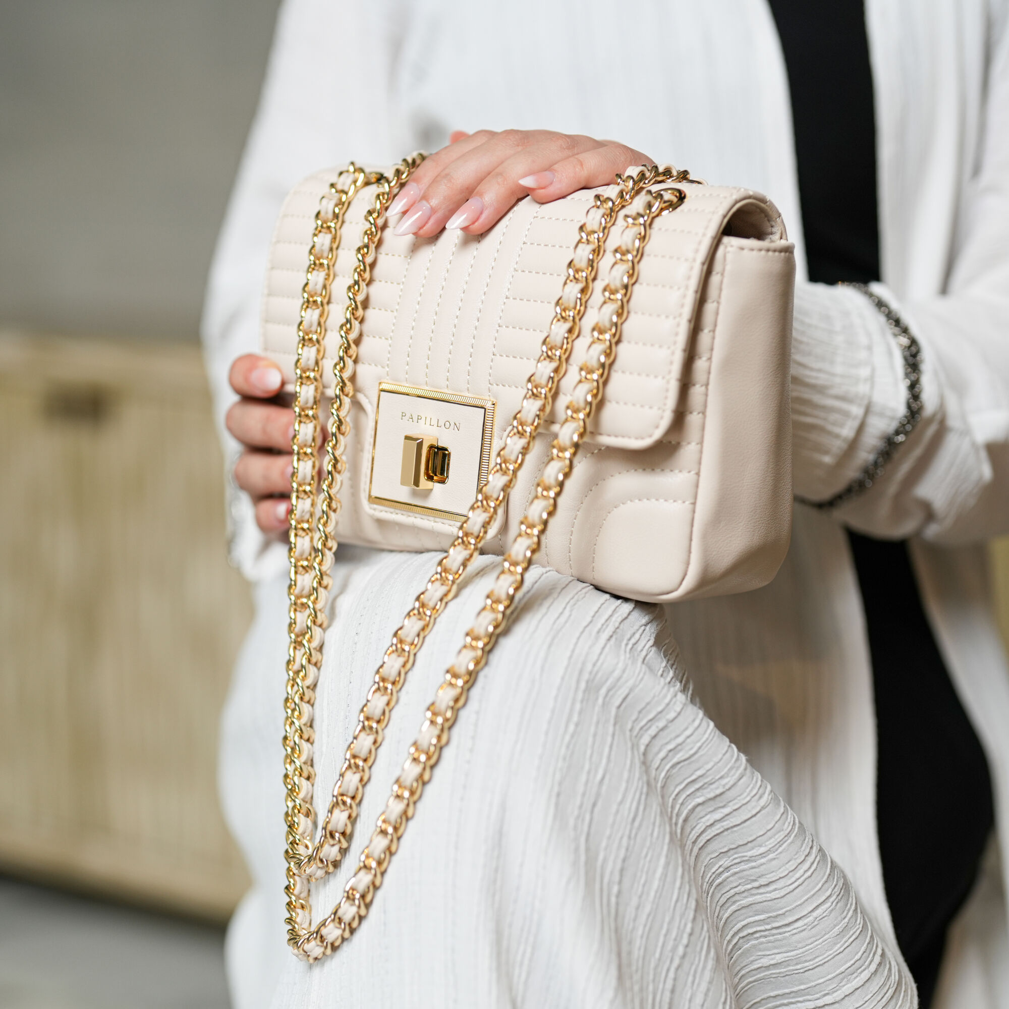 Papillon Shoulder Bag Beige- Women&rsquo;s bags - NOR-64759