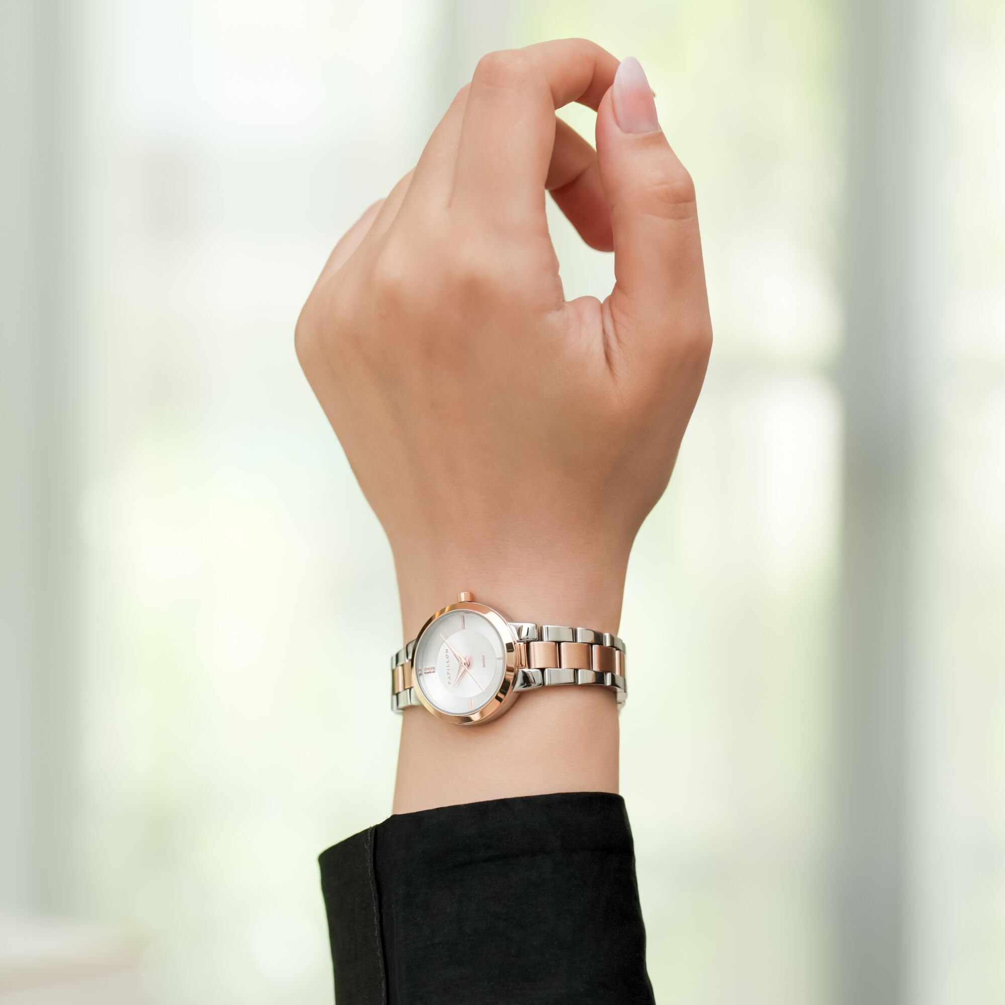 Steel PAPILLON Watch Silver & Rose Gold