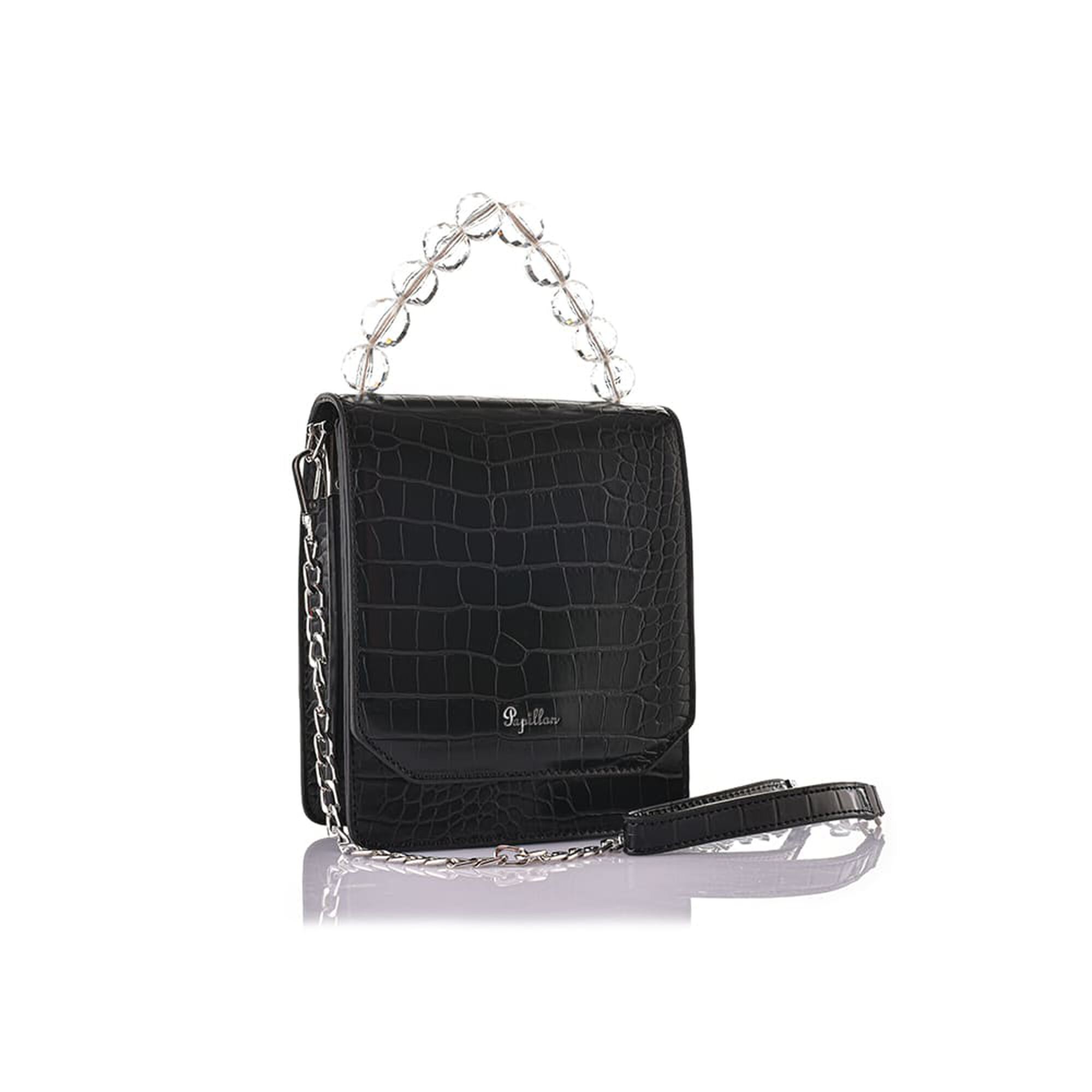 شنطة بابيون هاند باج أسود نقش تمساح