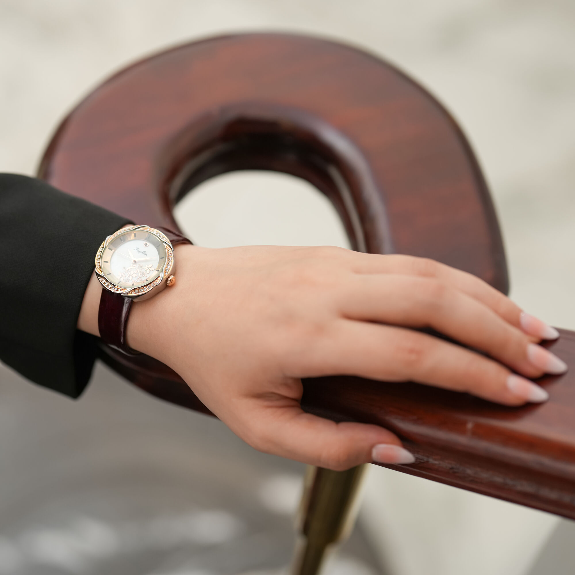 Leather PAPILLON Watch Rose Gold