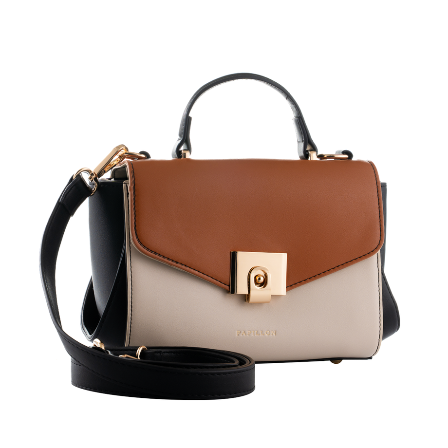 Camel and beige bow bag NOR-202211A_S