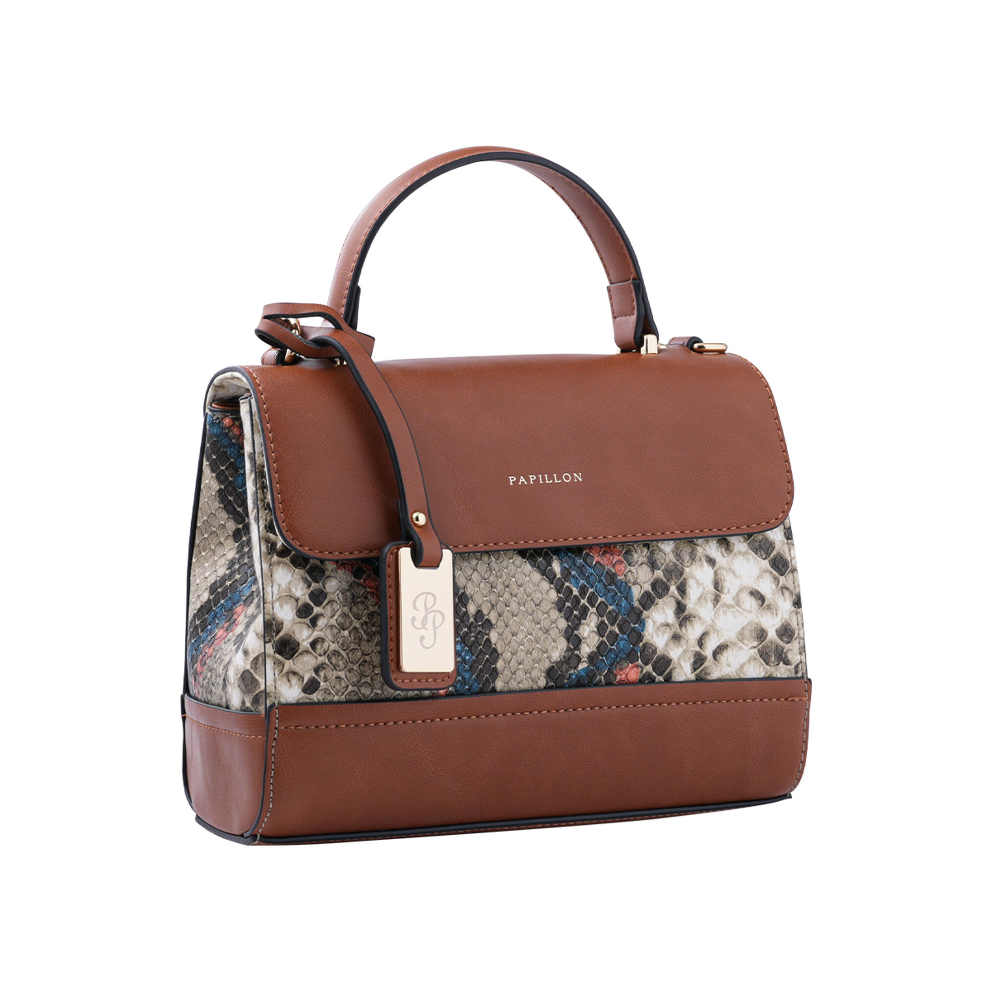 Camel Snake-Pattern Papillon Handbag – NOR-84300_S