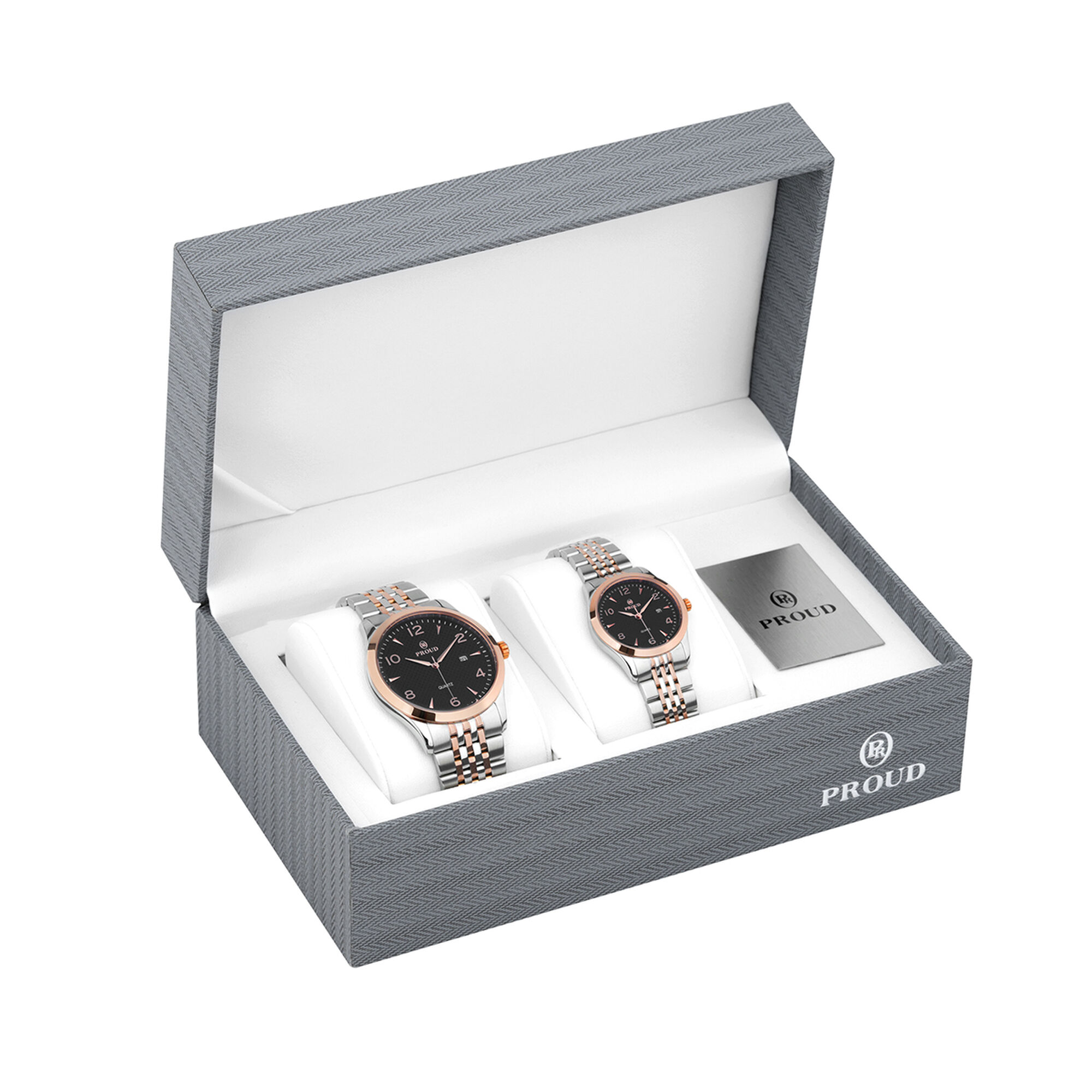 Proud Men's Women's Watch Set Y23 (SM-21081G&L)SRGBL + Box