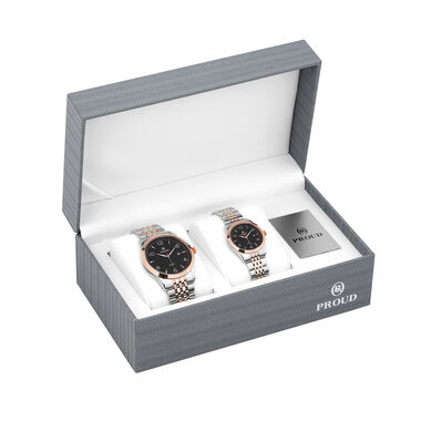 Proud Men's Women's Watch Set Y23 (SM-21081G&L)SRGBL + Box