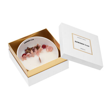 Ceramic scented candle 98 grams with dried roses and 1 wood wick