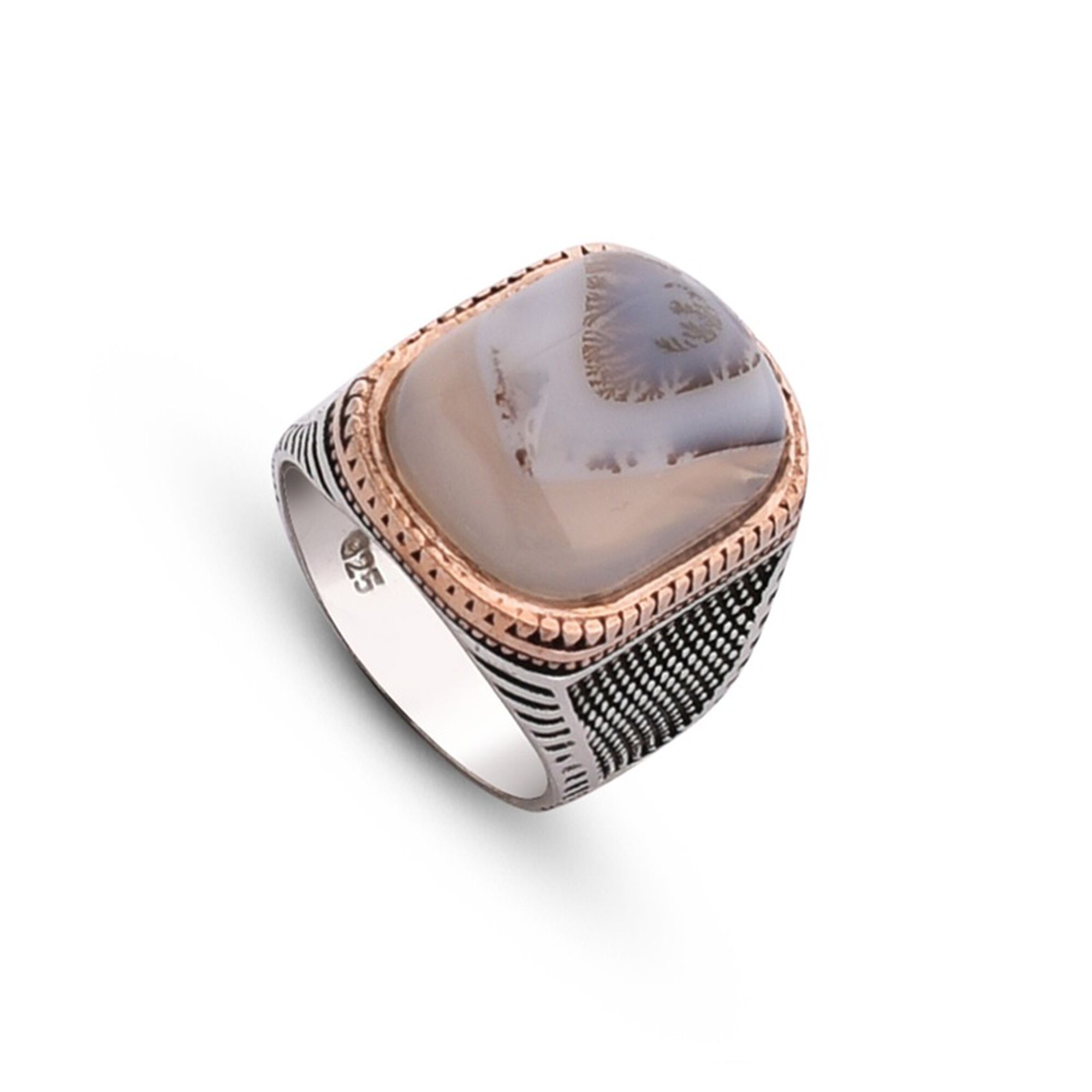 Proud silver agate ring S-17889R-6 YL-19 + box
