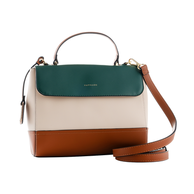 Papillon Handbag Green and Beige- Women&rsquo;s bags - NOR-84300A