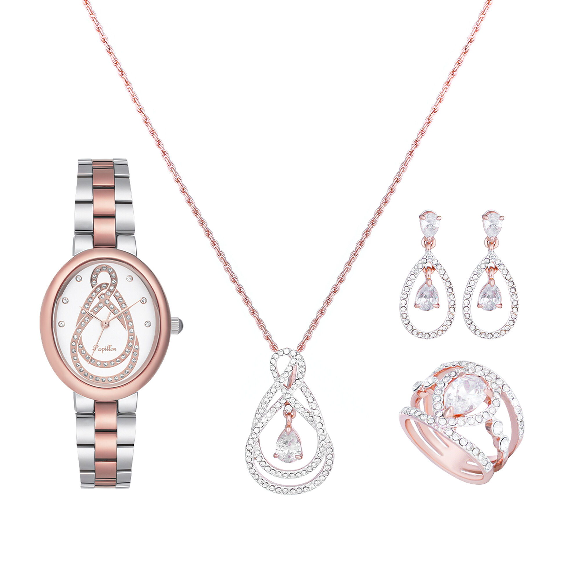 Papillon Accessories Gift Set Rose Gold 4 Pieces