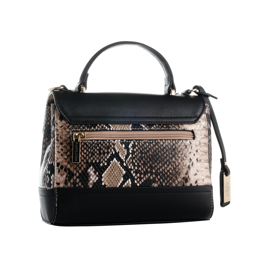 Papillion Black & Beige snake pattern Women's Handbag