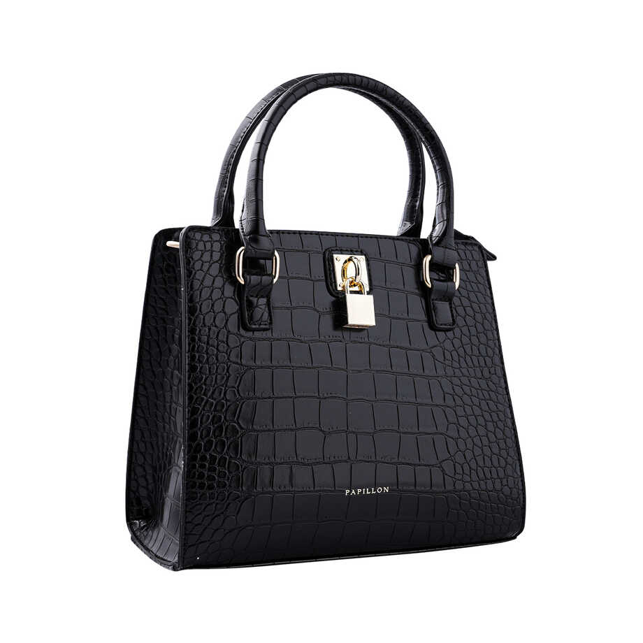 Black Crocodile-Pattern Papillon Handbag &ndash; NOR-84298_M