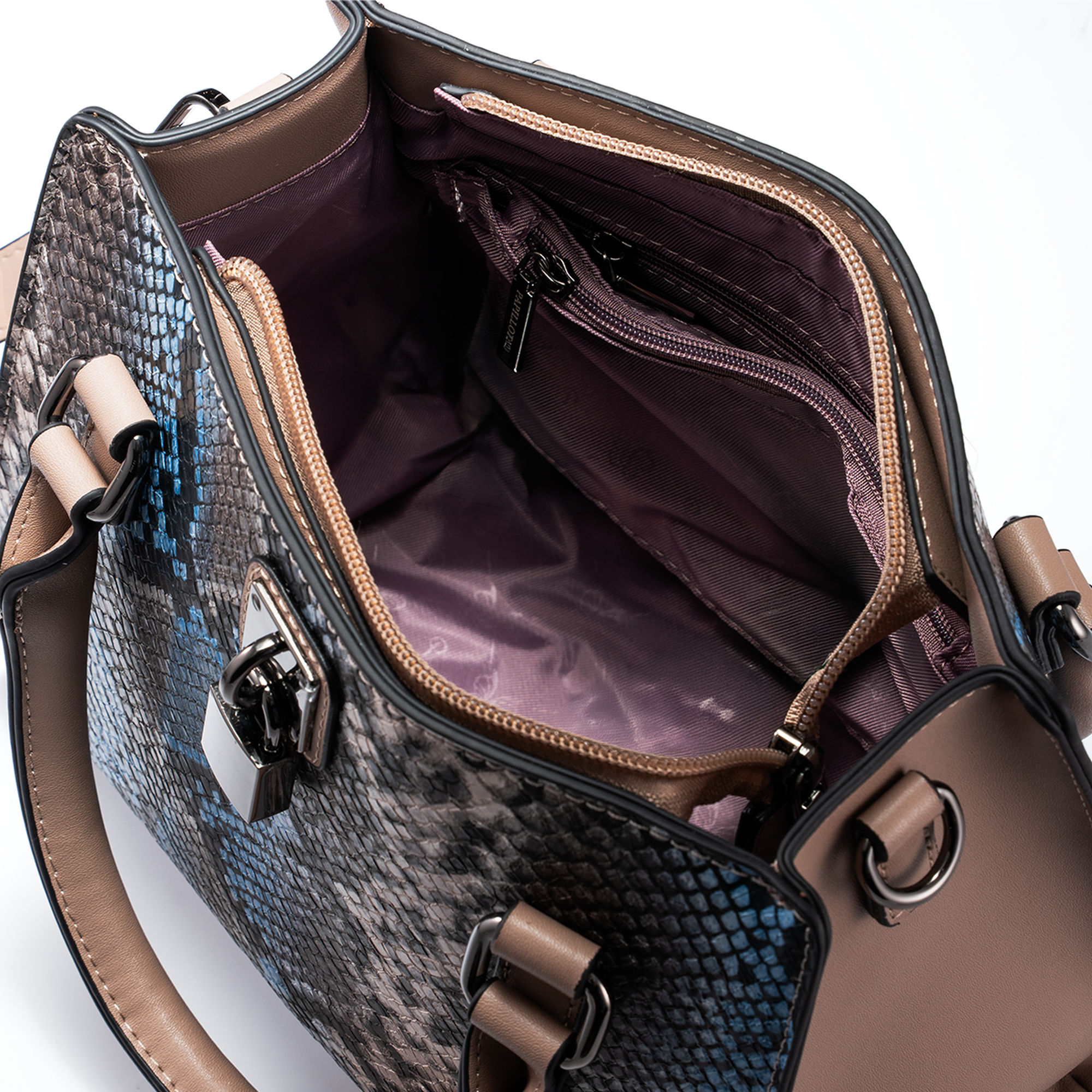 Papillion Camel Snake Pattern Women's Handbag