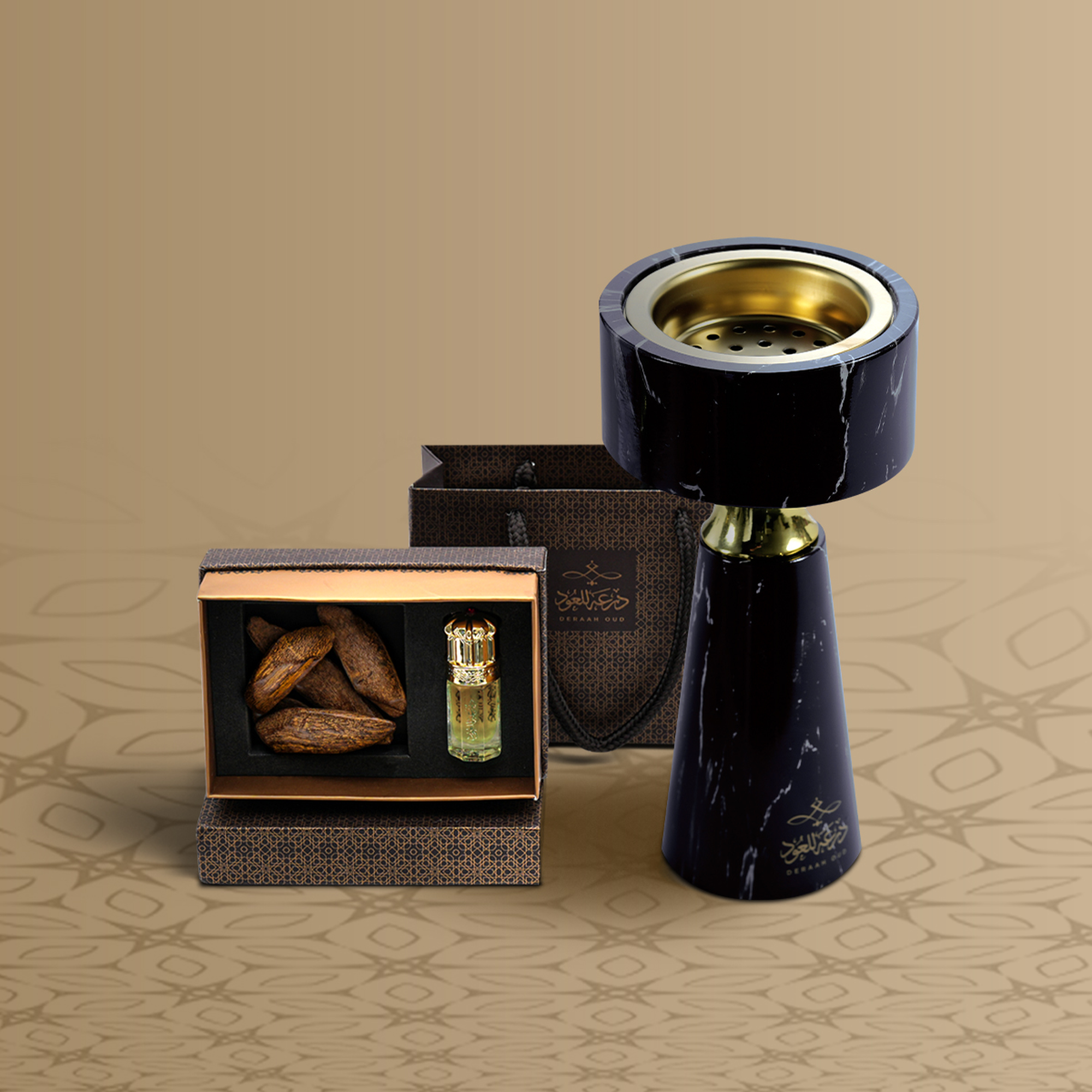 Incense set (large black marble incense burner + Rasukh distribution packet)