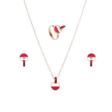 Steel rose gold trio set