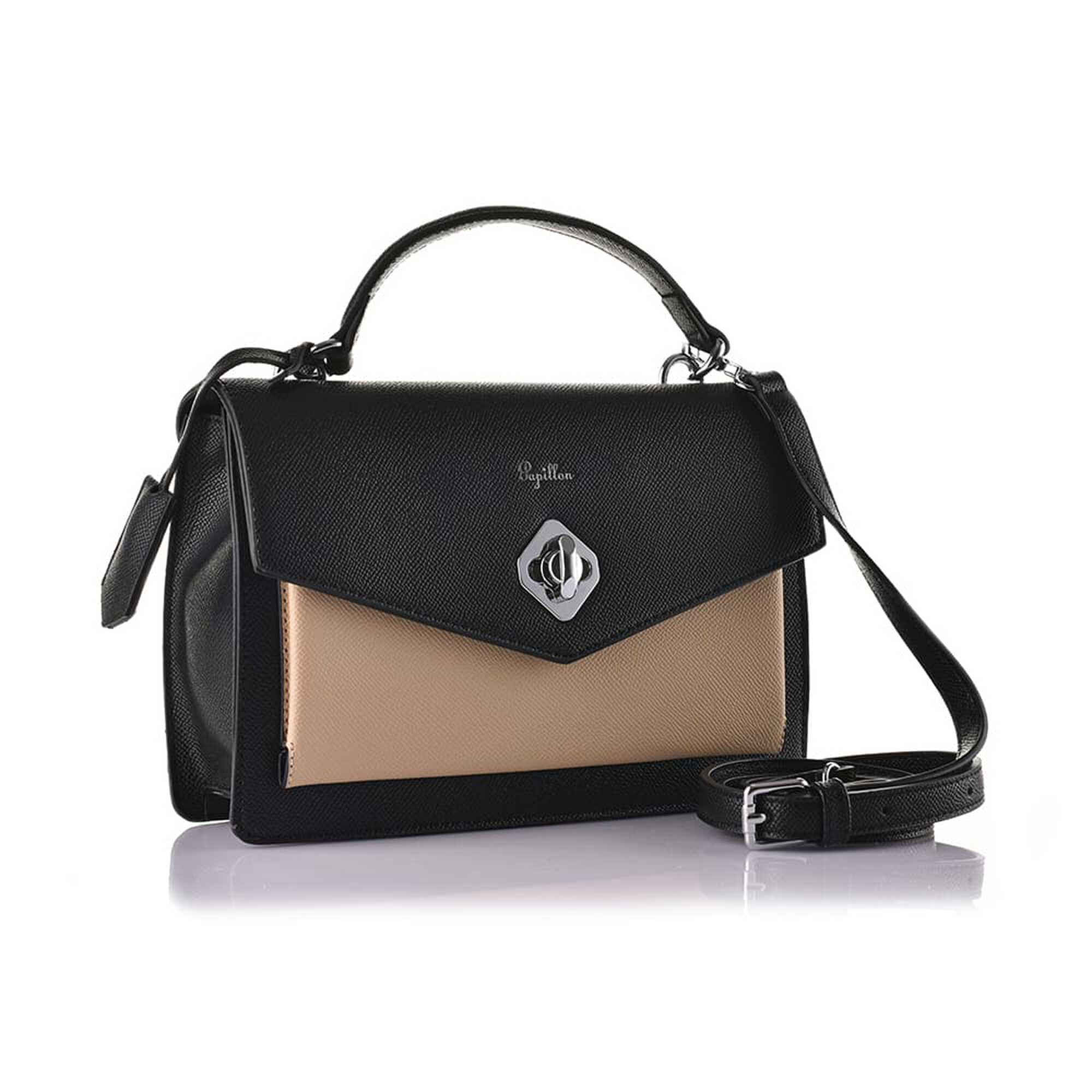 Papillon Handbag Black and Beige- Women&rsquo;s bags - BRL-FY-19260