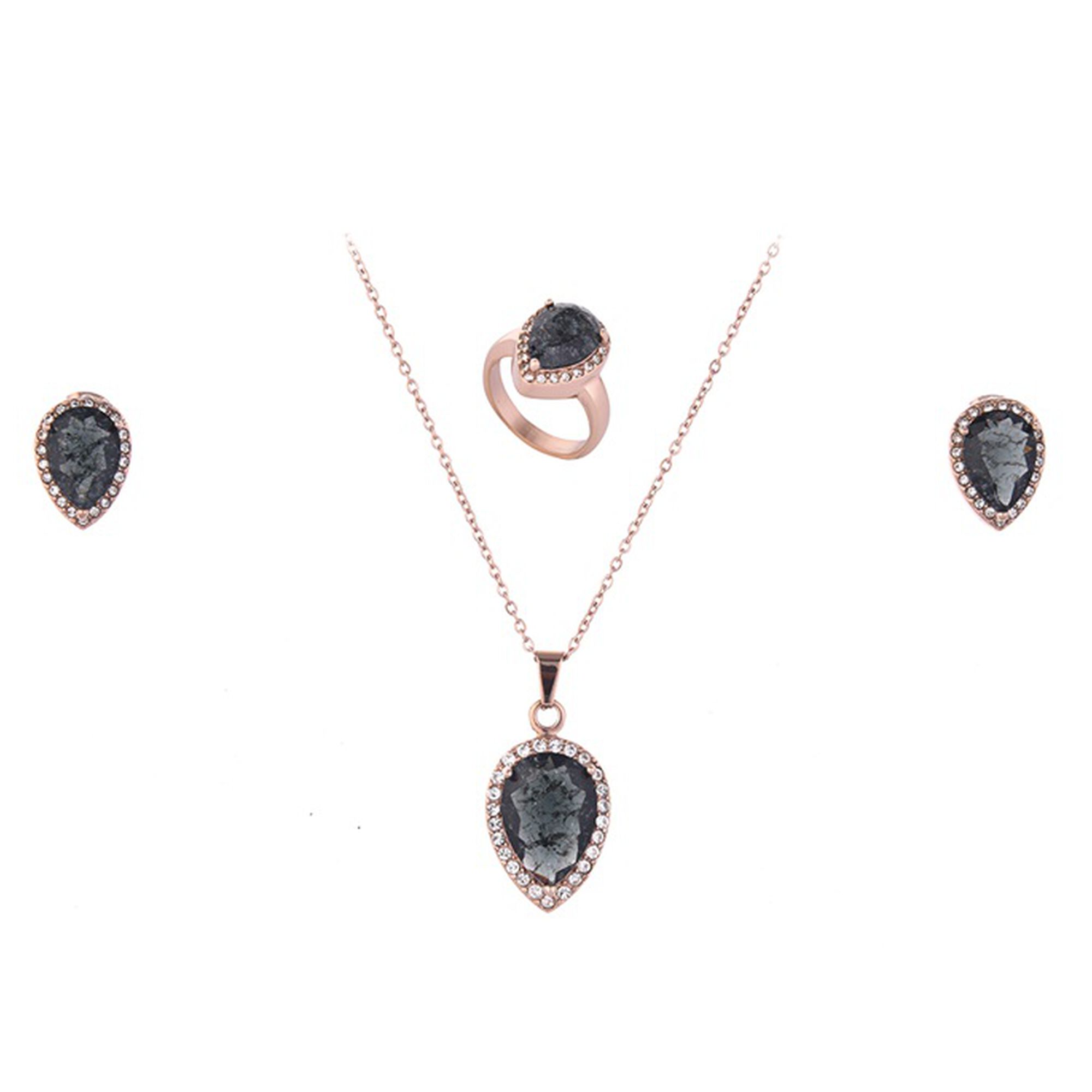 طقم بابيون اكسسوار روز جولد ثلاثي