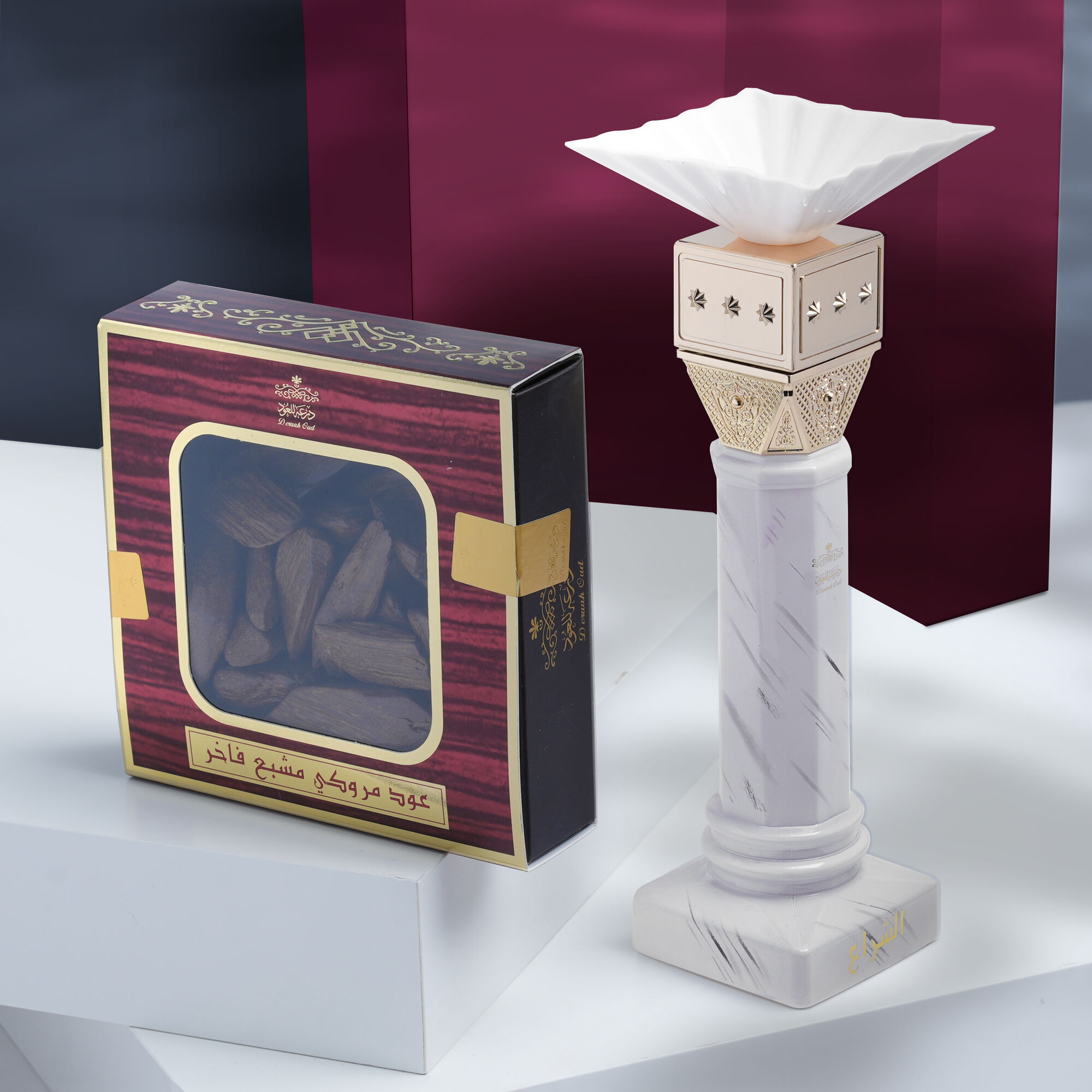 Al Oud Set (Al Sheraa Perfume 80 ml + Luxurious Maroque Packet)