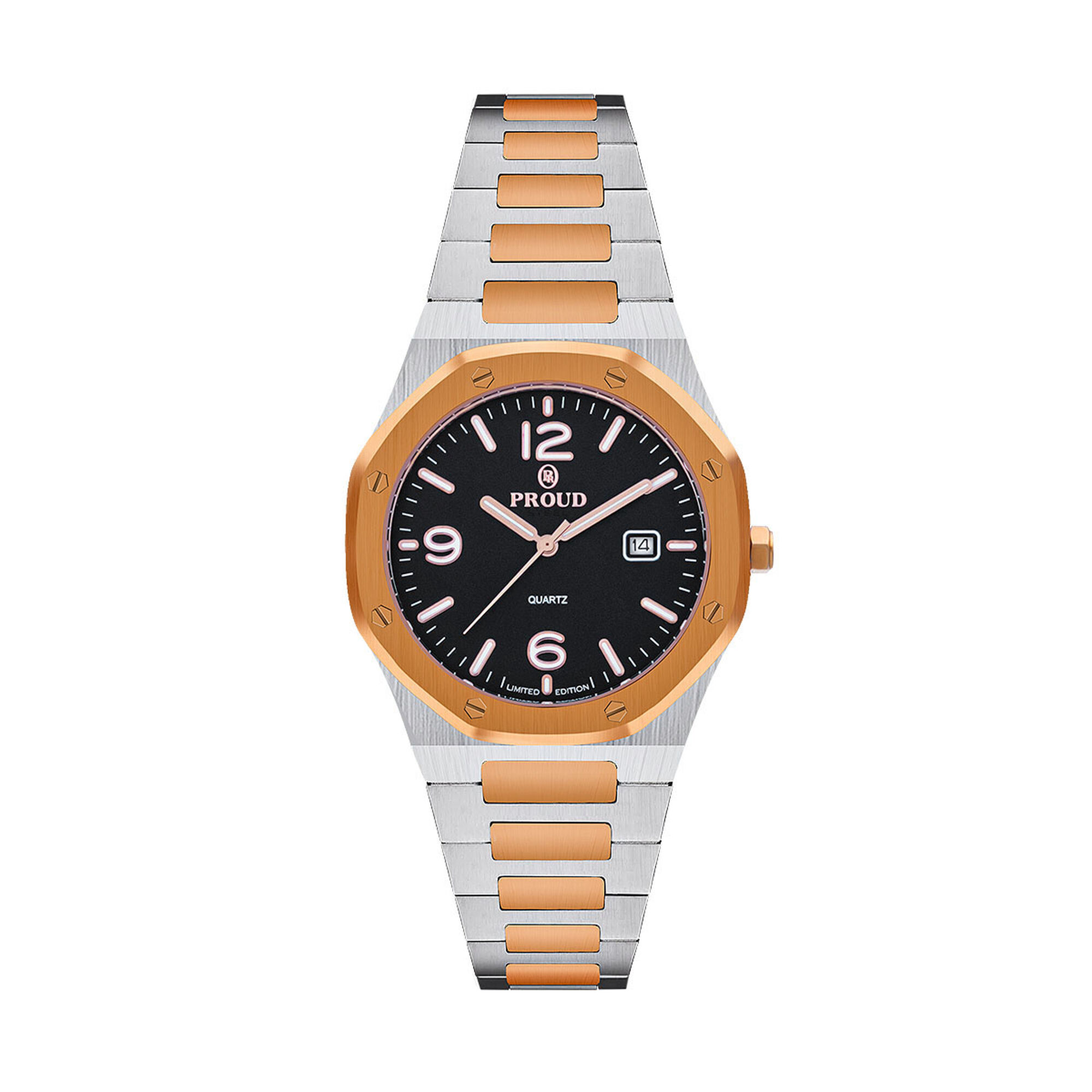 Proud Rose Gold and Silver with Leather Strap Men’s Watch - UH-21PR014