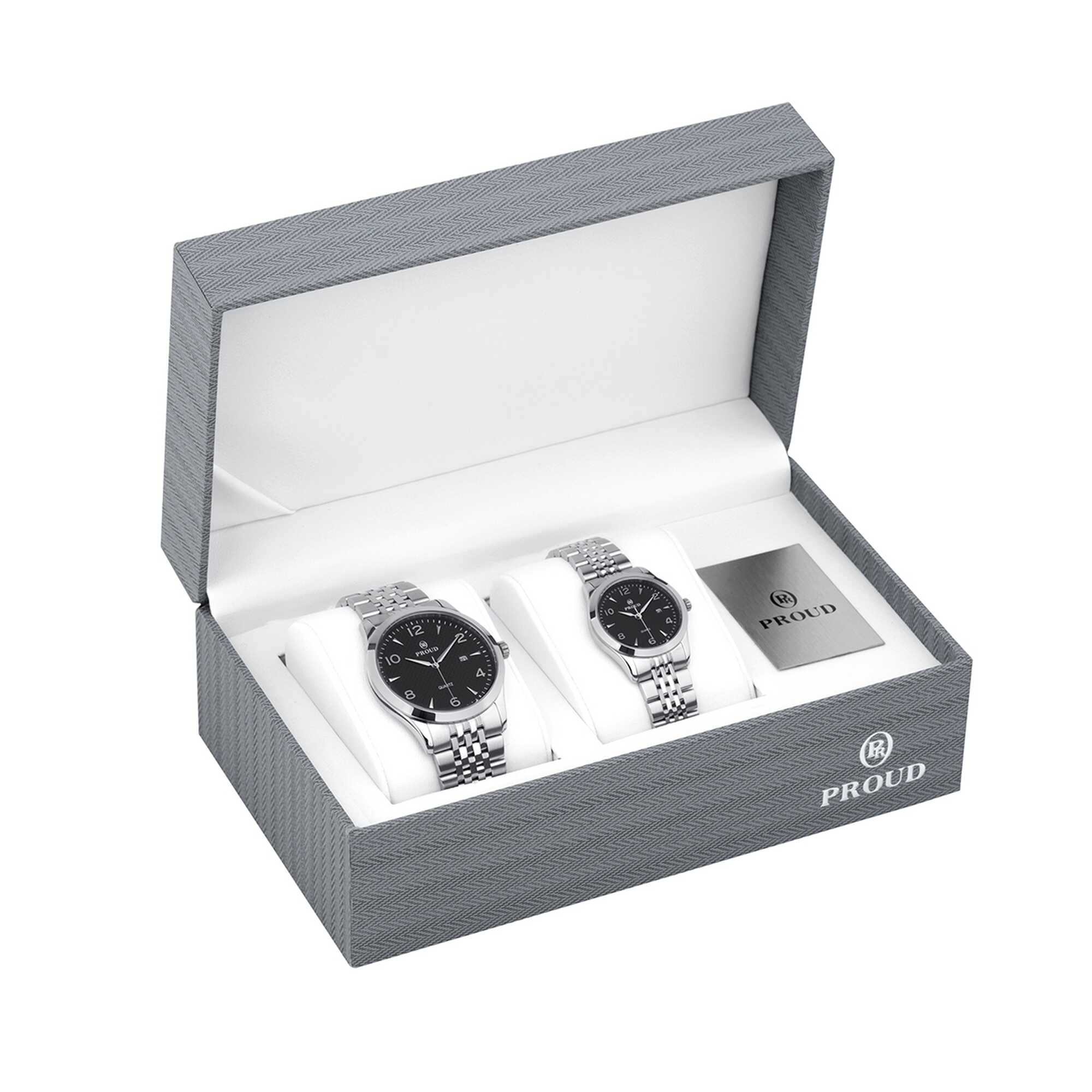 Proud Men's Women's Watch Set Y23 (SM-21081G&L)SBL + Box