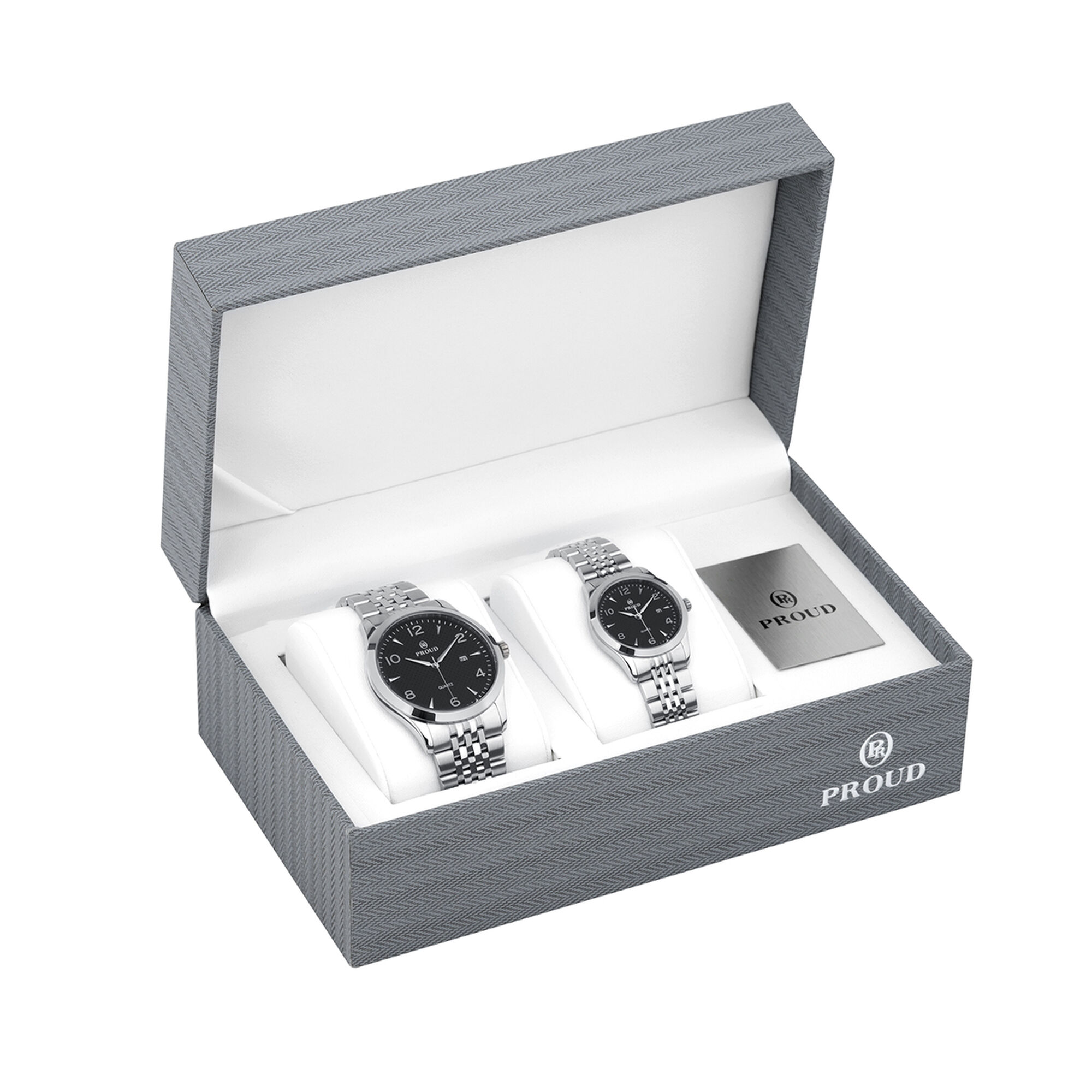 Proud Men's Women's Watch Set Y23 (SM-21081G&L)SBL + Box