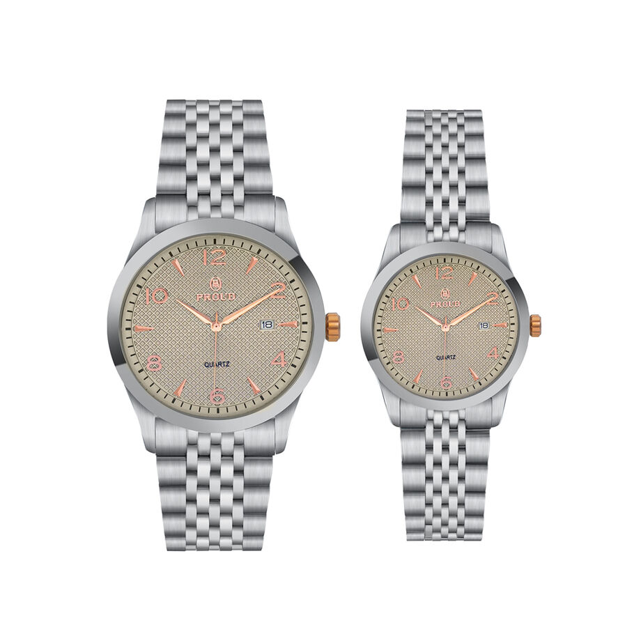 Proud Men's Women's Watch Set Y23 (SM-21081G&L)Sgray + Box