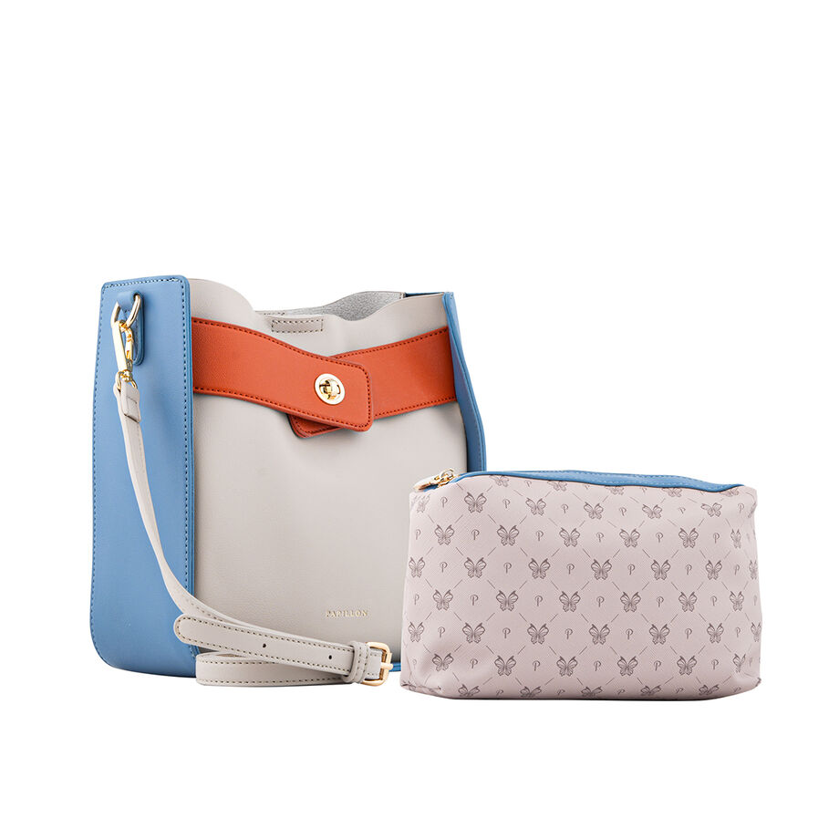 Blue and gray bow bag JS2206-2-M