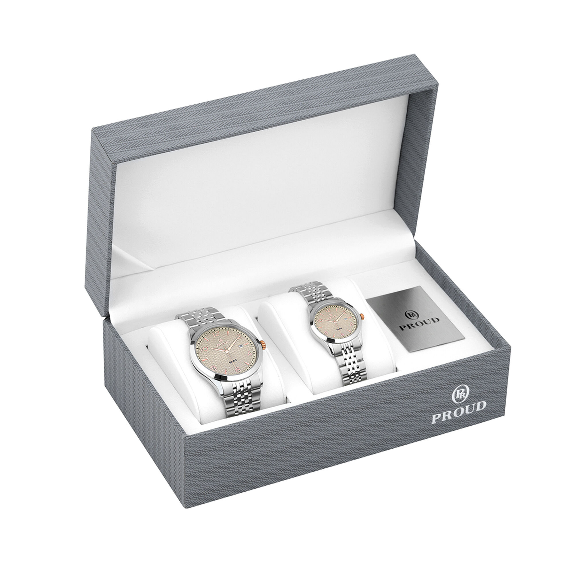 Proud Men's Women's Watch Set Y23 (SM-21081G&L)Sgray + Box