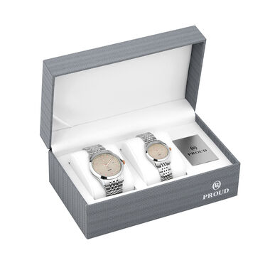 Proud Men's Women's Watch Set Y23 (SM-21081G&L)Sgray + Box
