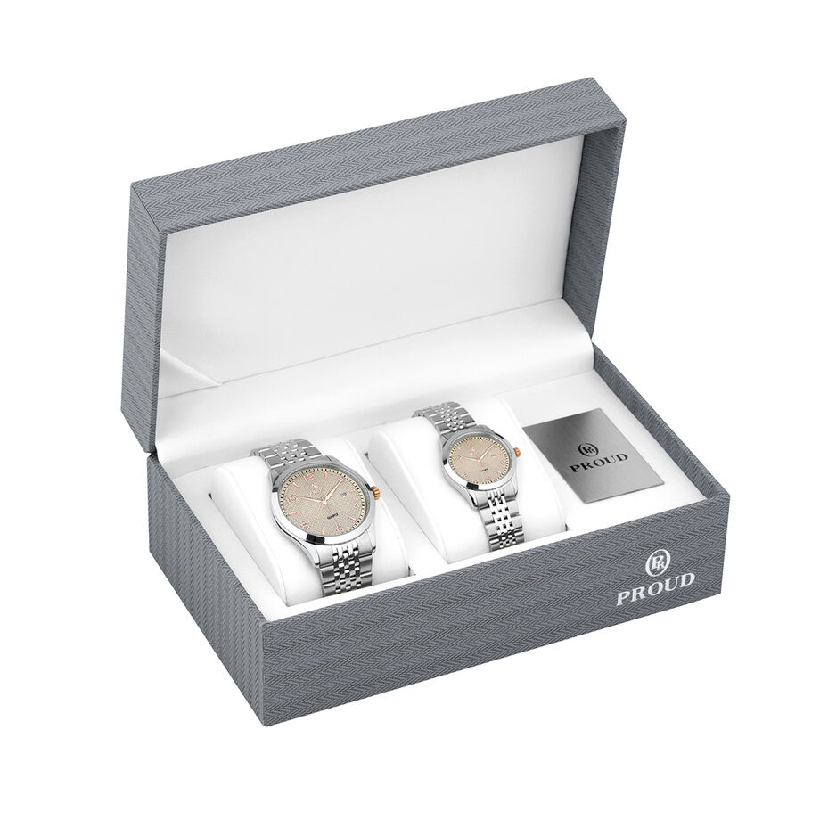Proud Men's Women's Watch Set Y23 (SM-21081G&L)Sgray + Box