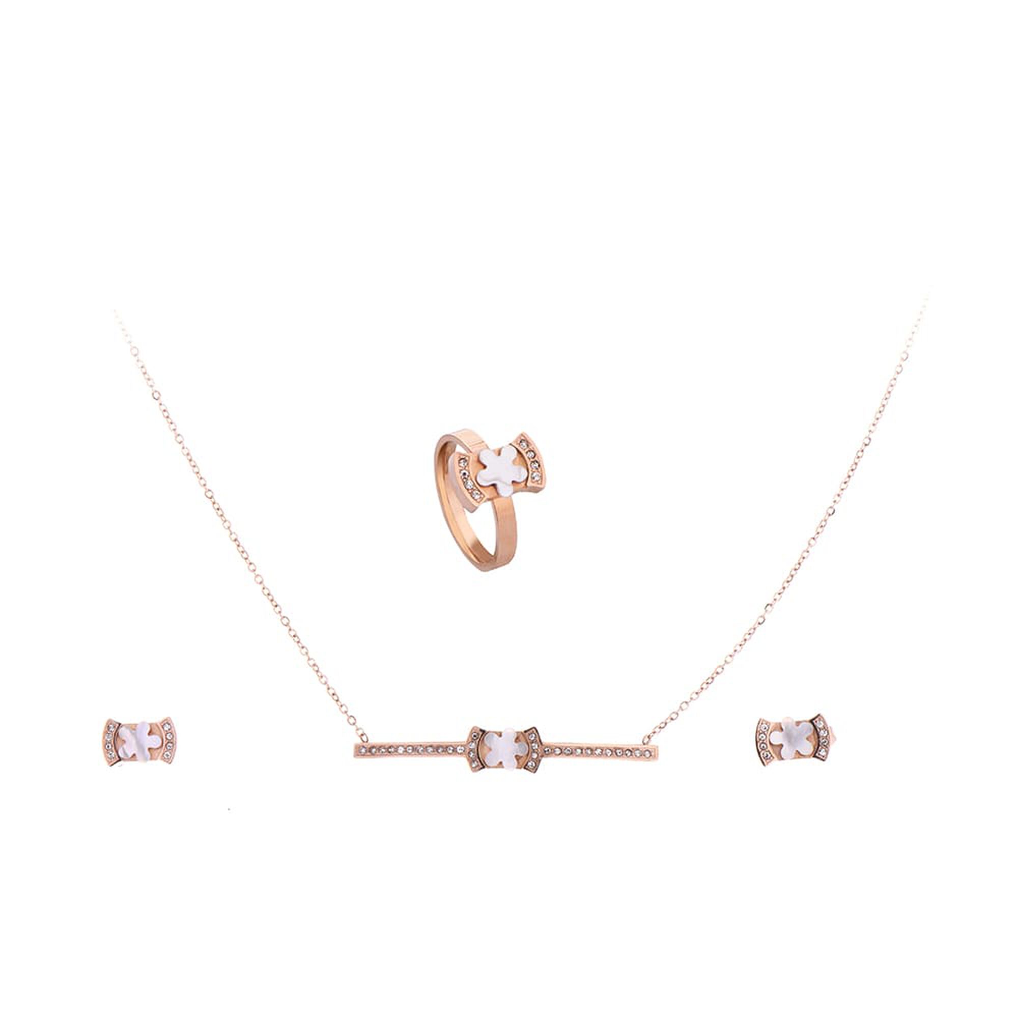 طقم بابيون اكسسوار روز جولد ثلاثي